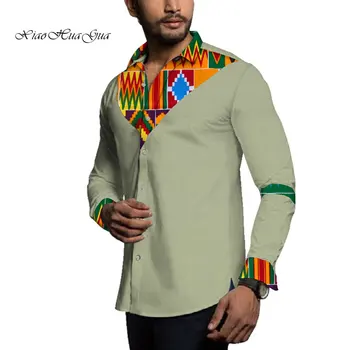 2020 Африканская рубашка, Мужская Рубашка с длинным рукавом, Топы в стиле пэчворк, Дашики, Мужская рубашка с африканским принтом, Африканская мужская Офисная одежда, WYN651