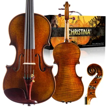 Скрипка Christina-Серия S-S500B, Отборная европейская, 1 шт. Задняя часть из клена, Хвостовик из черного дерева или розового дерева, Классическая Матовая поверхность