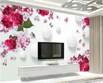 beibehang Очень красивые обои для помещений роза бабочка 3D стерео ТВ настенные обои для стен 3 d papel de parede papier peint