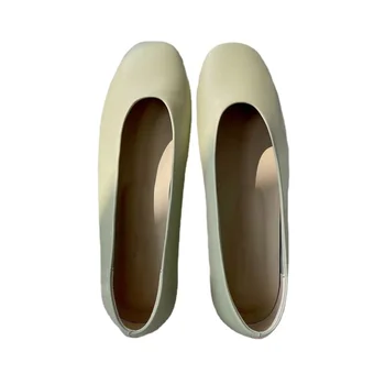 Женские тонкие туфли на плоской подошве Нового стиля с круглым носком, удобные для ежедневных поездок на работу, Тонкие легкие туфли из натуральной кожи