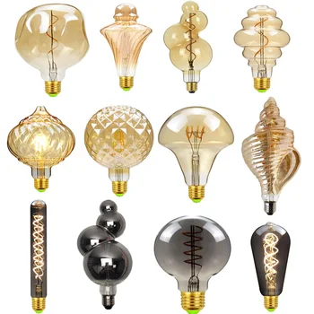 Светодиодные лампы Винтажная лампочка G125 Stone Big Globe Bulb 4W Dimmable 220V-250V Светодиодная нить накаливания Декоративная лампа Эдисона