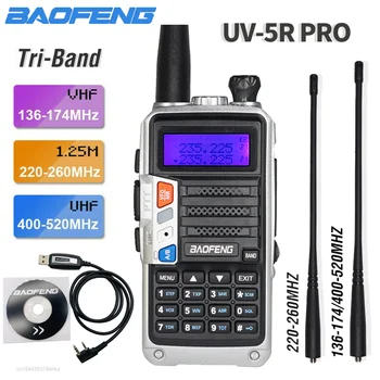 Baofeng UV-5R Pro Трехдиапазонный 220-260 МГц УКВ 2-Полосный Радиоприемник Мощный Ручной Приемопередатчик С Двойной антенной Walkie Talkie UV5R Pro