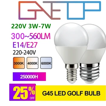 12 ШТ. светодиодная мини-лампа G45 AC220V 3 Вт-7 Вт E27 E14 с высоким световым эффектом, теплый белый свет для люстры, светильник для кухни, ванной комнаты