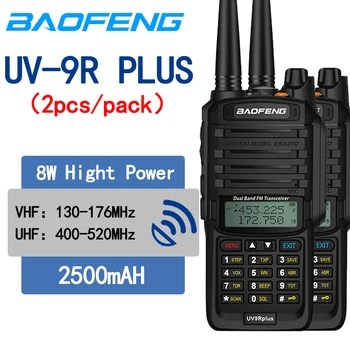 2 шт./упак. Baofeng UV-9R PLUS двухдиапазонная ветчина Оригинальное радио водонепроницаемая портативная рация VHF uhf interphone