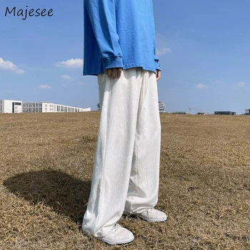Брюки мужские повседневные Хай-стрит минималистичные крутые прямые брюки в стиле хип-хоп Штаны Унисекс для студентов, универсальные для подростков, динамичный красивый парень