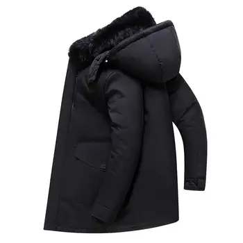 Зимние мужские Высококачественные повседневные плюшевые утолщенные холодные и теплые ветрозащитные съемные шапки, пуховики, мужские однотонные хлопковые пальто
