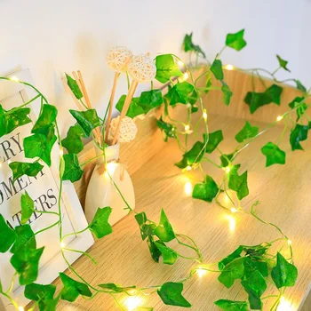 Цветочная Фея Светло-зеленые Гирлянды из листьев, Искусственная Лоза, Рождественская Елка, Гирлянда на батарейках, Световое Украшение для дома