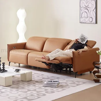 Современный двухместный диван с высоким отскоком, губка, одинарное электрическое растягивающееся сиденье, Кожаный диван, зимние диваны, мебель для дома, ШХВХГ