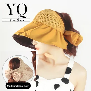 YQ 2023 Летняя Пустая Верхняя Солнцезащитная черная Резиновая шляпа с большим Карнизом, Детская Солнцезащитная Шляпа для путешествий, Регулируемая Пляжная Шляпа с большой Головой
