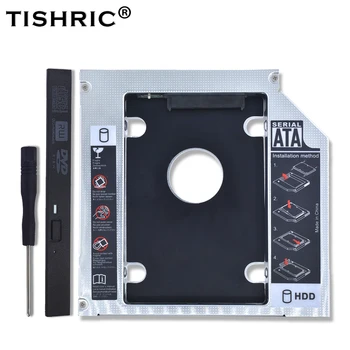 TISHRIC Алюминиевый Жесткий диск Caddy 9,5 12,7 мм SATA 3,0 Optibay Жесткий Диск Коробка Корпус DVD Адаптер 2,5 SSD 2 ТБ Для Ноутбука CD-ROM