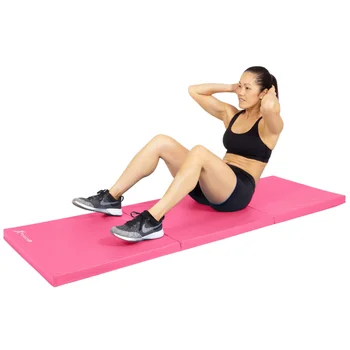 ProsourceFit Трехстворчатый коврик для упражнений 6x2 дюйма, розовый коврик для спортзала