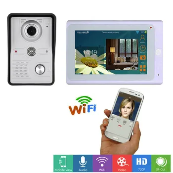 7-дюймовый Беспроводной/проводной WiFi IP-видеодомофон, дверной звонок, домофон, система входа с IR-CUT HD 1000TVL, проводная камера ночного видения