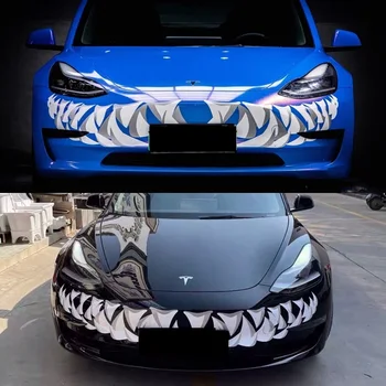 Креативный Свирепо Большой рот с зубами акулы, Решетка на передней части Головы, Виниловая графическая пленка для Tesla Model 3 Y