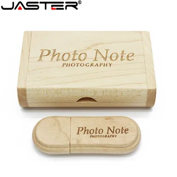 JASTER 1 шт. бесплатный пользовательский логотип лазерная гравировка деревянный + Коробка флешка 4 ГБ 8 ГБ 16 ГБ 32 ГБ 64 ГБ USB флэш-накопитель фотография подарок