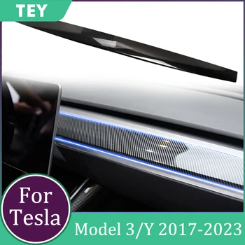 Крышка Приборной панели Tesla, Внутренние Молдинги Из 100% Натурального Углеродного волокна Для Tesla Model 3/Y 2021-2023, Аксессуары Для Отделки Центральной консоли