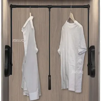 Вешалка для одежды в шкафу Из алюминиевого сплава С автоматическим отскоком, демпфирующая аппаратную перекладину опускания