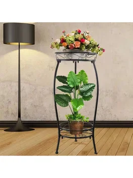 Кованый железный цветочный стеллаж, многослойный цветочный стеллаж, напольный балконный декоративный цветочный стеллаж, садовый цветочный стеллаж, стеллаж для горшков с зеленой розой