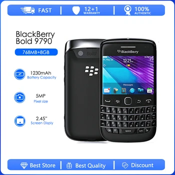 Восстановленный Blackberry 9790-Оригинальная QWERTY-клавиатура 5-Мегапиксельная камера 768 МБ ОЗУ 8 ГБ ПЗУ 3G WCDMA WIFI GPS Сенсорный смартфон
