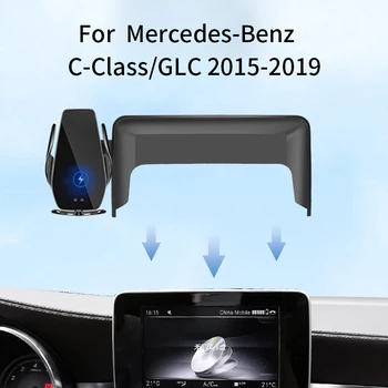 Автомобильный держатель для телефона Mercedes-Benz C-Class/GLC2015-2019, кронштейн для навигации по экрану, магнитная стойка для беспроводной зарядки New energy