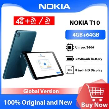 Глобальная версия Nokia T10 Tablet PC 4 ГБ оперативной памяти 64 ГБ ПЗУ 4G WiFi Процессор Unisoc T606 8,0 дюймовый Дисплей 5250 мАч 8-мегапиксельная Камера Android 12