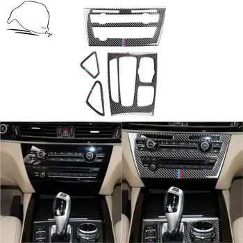 Для BMW X5 X6 F15 F16 2014-2018 Автомобильные Аксессуары Из Углеродного Волокна Коробка Передач Объемное Радио Панель Воздуховыпускное Вентиляционное Отверстие Крышка Набор Наклеек