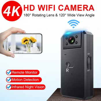 Мини-камера WD6-C HD 4k Обнаружение движения Wifi 180 Градусов Широкоугольная Микрокамера ночного видения Для безопасного ухода за ребенком DV Рекордер