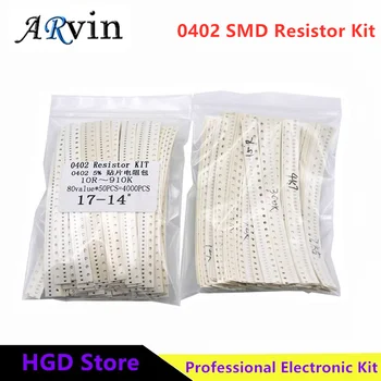 4000 шт. Набор резисторов 0402 SMD Ассорти 10 ом-910 К Ом 5% 80 значений x 50 шт. = 4000 шт. Набор образцов