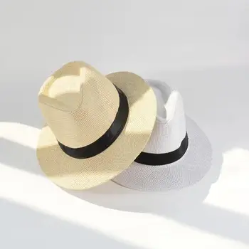 1 шт. Летняя соломенная шляпа с солнцезащитным кремом, Модная Повседневная кепка для пляжного отдыха, Бандитская кепка с защитой от ультрафиолета, Дышащая панама