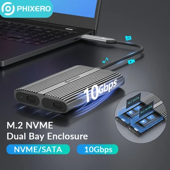 PHIXERO 10 Гбит/с Без Инструментов с двумя отсеками M.2 NVMe SATA 2bay SSD Корпус с Невероятной Скоростью Thunderbolt 3 Совместим с Windows Macbook PC