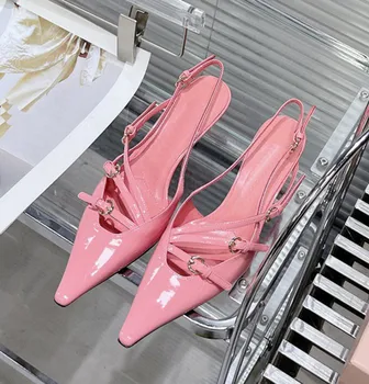 Туфли-лодочки с ремешком и пряжкой на низком квадратном каблуке, однотонные босоножки 2023, летняя модная Дизайнерская женская обувь, Повседневная женская обувь