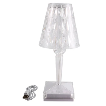 Алмазная настольная лампа USB перезаряжаемые акриловые украшения Настольные лампы прикроватная тумбочка для спальни бар хрустальное освещение ночник