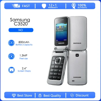 Samsung C3520 Восстановленный-Оригинальный SAMSUNG C3520 100% разблокированный мобильный телефон с английской русской клавиатурой и гарантией на один год