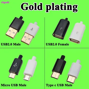 100шт Позолоченные разъемы Micro USB 5PIN Сварочного типа Зарядное устройство USB 2.0 Разъем для зарядки 4 в 1