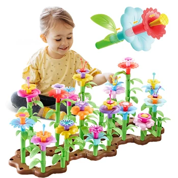 Дети, сделай сам, серия Dream Garden, Цветы для девочек, Соединительные блоки, игрушки ручной работы, обучающие сборные игрушки для девочек