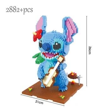 Строительные блоки Disney Lilo & Stitch, стиль чтения мультяшных животных, практические навыки, игра для мозга, игрушки, подарок