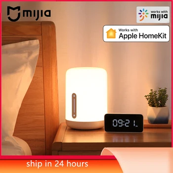 Прикроватная Лампа Mijia, 2 Умных настольных светодиодных Ночника, Красочный 400 Люмен, Bluetooth, WiFi, Сенсорное Управление, Ночник для Apple HomeKit