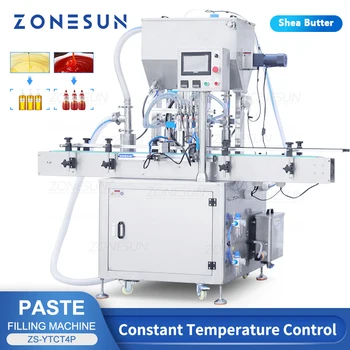 ZONESUN Автоматическая машина для розлива масла ши в бутылки с пастой при постоянной температуре, производство упаковки эфирного масла ZS-YTCT4P