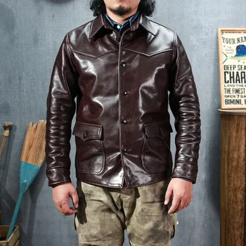 SDC1750 Азиатский Размер, Мужская приталенная винтажная куртка Storm Rider из натуральной итальянской тосканской коровьей кожи