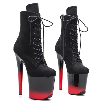 LAIJIANJINXIA/ Новые модные замшевые туфли для танцев на шесте 20 см/8 дюймов, Женские современные ботинки на платформе и высоком каблуке