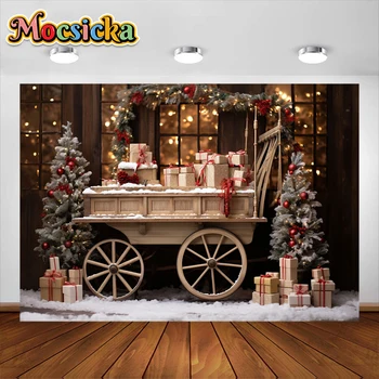 Mocsicka, Рождественские фоны для фотосъемки, Зимнее окно, Подарок, детский портрет, Семейные фоны для вечеринки, Фотостудия