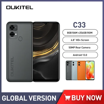 Смартфон OUKITEL C33 Android 13 50MP Камера заднего вида 5150 мАч Телефон 8 ГБ ОЗУ + 256 ГБ ПЗУ Восьмиядерный 6,8 