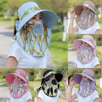 Женская Солнцезащитная кепка с защитой от ультрафиолета для шеи и лица, Кепка Рыбака, Солнцезащитный козырек, Панама, Рабочая шляпа
