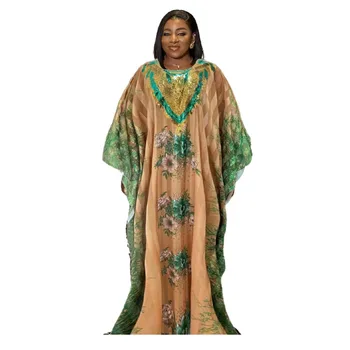 Африканские платья для женщин, летняя мода, африканское Длинное платье из полиэстера с рукавом 3/4, большие размеры, Мусульманская Абайя Дашики, африканская одежда