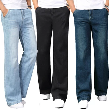 Джинсы Mne Мужские расклешенные джинсы Свободного кроя с высокой талией, мужские дизайнерские классические джинсы из денима