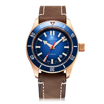 Aquatico Super Star Бронзовые часы для дайвинга с синим циферблатом (гонконгского производства PT5000)
