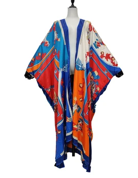 Популярное в Америке 2021 Популярное богемное МАНДАРИНОВОЕ КИМОНО С цветочным рисунком Для лета, Ближневосточное бубу, Африканское Женское платье Для Леди
