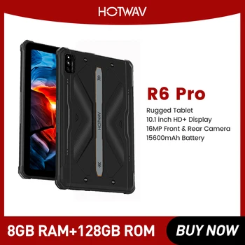 HOTWAV R6 Pro Прочный планшет Android 12,8 ГБ 128 ГБ Восьмиядерный 15600 мАч 10,1 Дюймов HD + Pad 16-мегапиксельная Камера с двумя SIM-картами в режиме перчатки Планшеты ПК