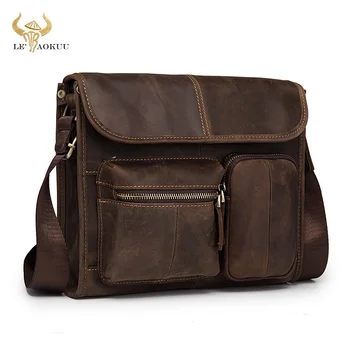 Новая модная мужская повседневная сумка-мессенджер из натуральной кожи, дизайн ранца, 11-дюймовая сумка через плечо, сумка для школьных книг для мужчин 202-d