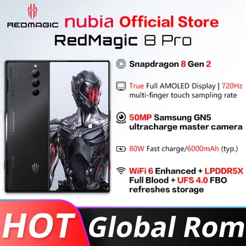 Глобальная ПЗУ Nubia Redmagic 8 Pro 5G 6,8 дюйма 120 Гц AMOLED Snapdragon 8 Gen 2 Восьмиядерный 80 Вт супер быстрая зарядка 6000 мАч NFC