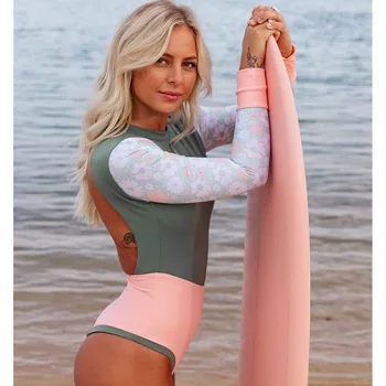 2023 Новый Купальник, однотонный костюм для серфинга с длинными рукавами и принтом, Сексуальный купальник с открытой спиной, Женский купальник